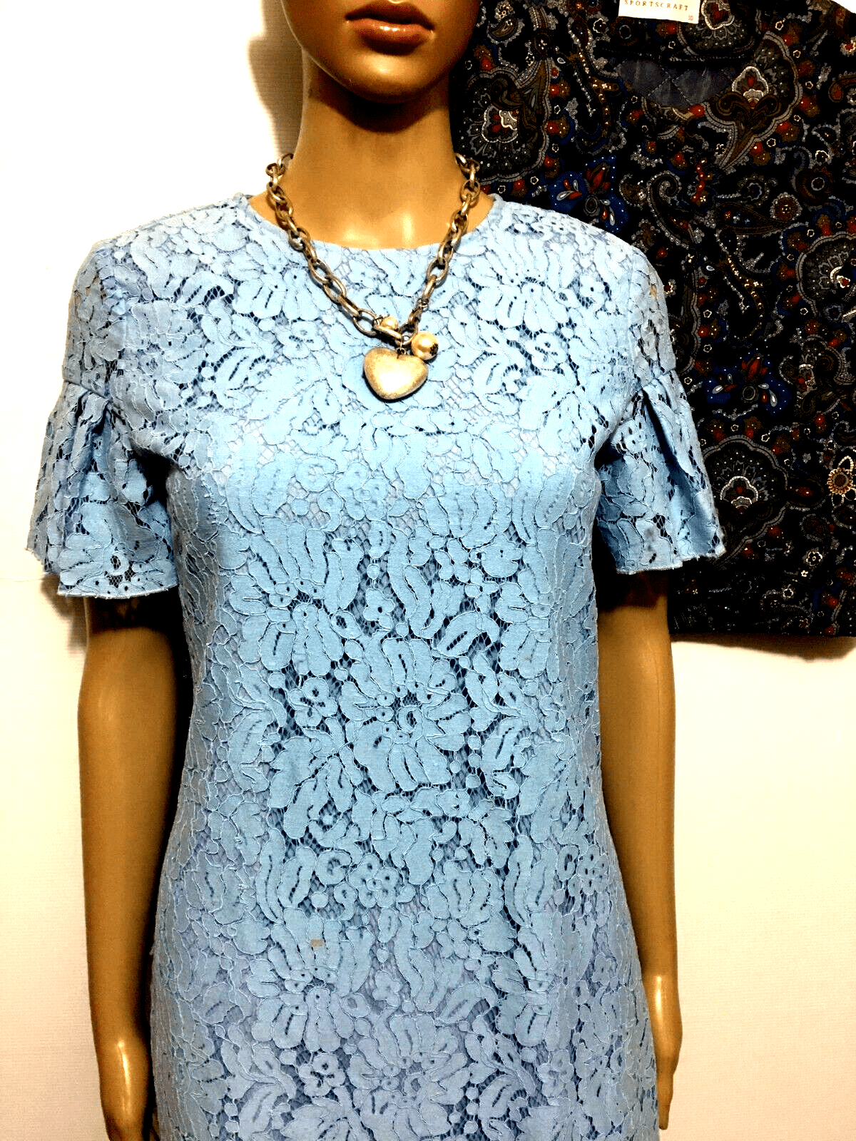 burberry blue lace dress 2016 Teal Lace Tea Dress, Size 6  MARTINI CONSIGNMENT